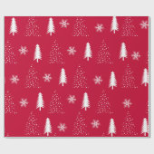 Rood wit Snowflake kerstbomen Verpakkingspapier Cadeaupapier (Vlak)