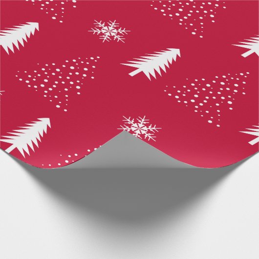 Rood wit Snowflake kerstbomen Verpakkingspapier Cadeaupapier (Hoek)