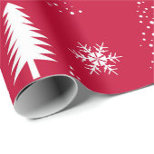 Rood wit Snowflake kerstbomen Verpakkingspapier Cadeaupapier (Rol Hoek)