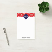 Rood Wit Stip Marineblauw Vierblad 3 Monogram Post-it® Notes (Kantoor)