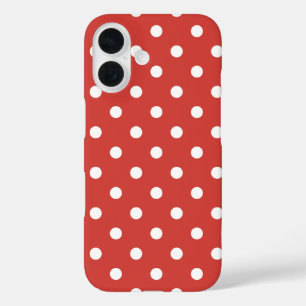 Rood-wit Stippenpatroon iPhone 16 Hoesje