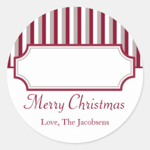 Rood wit streep lijst kerstvakantie cadeau label