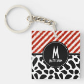 Rood wit Stripe Black Monogram zwart Sleutelhanger (voorkant)