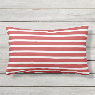 Rood wit Stripe Klassiek Nautisch design Buitenkussen