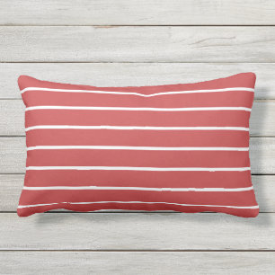 Rood wit Stripe Klassiek Nautisch design Buitenkussen