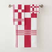 Rood Wit Tartan Check Plaid Bad Handdoek (Insitu)