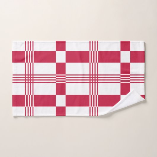 Rood Wit Tartan Check Plaid Bad Handdoek (Handdoek)