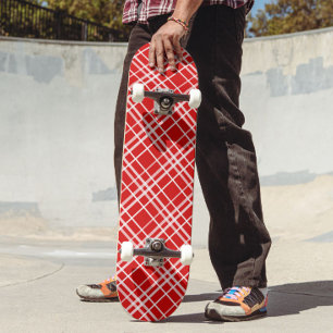 Rood Wit Tartan Plak Patroon Ontwerp Skateboard