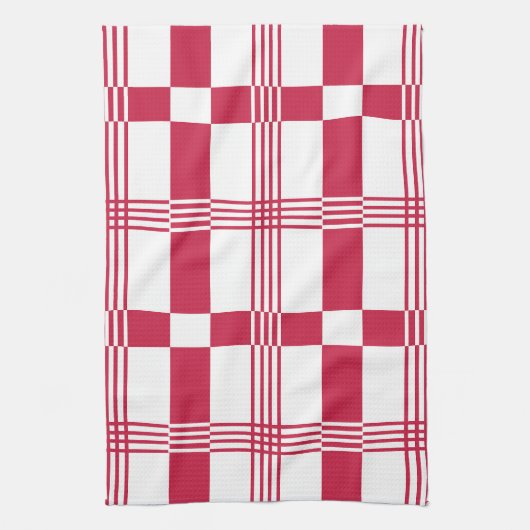 Rood Wit Tartan Plakken Stripes Patroon Theedoek (Verticaal)