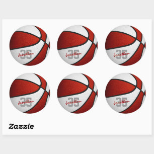 rood wit team kleuren jongens basketbal ronde sticker