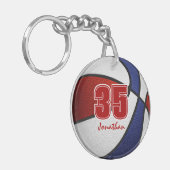 rood wit team kleuren jongens basketbal sleutelhanger (Voorkant Links)