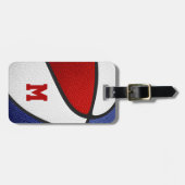 rood wit team kleuren monogram basketbal bagagelabel (Voorkant horizontaal)