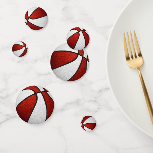 Rood-wit team kleurt basketbalfeest confetti (Groep)