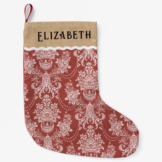  rood wit toile kerst kleine kerstsok (Voorkant)