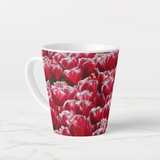 Rood wit Tulps Pattern Latte Mok (Linkerhoek)