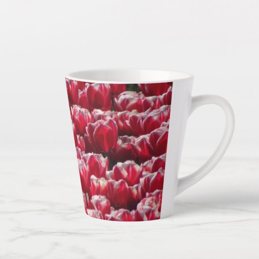 Rood wit Tulps Pattern Latte Mok (Rechts)
