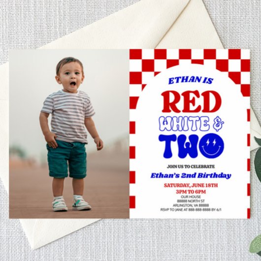 Rood Wit & Twee 4 juli 2 Verjaardagsfeest Kaart