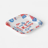 Rood, Wit & Twee 4 juli 2 Verjaardagsfeest Papieren Bordje (Gebogen)