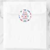 Rood, Wit & Twee 4 juli 2 Verjaardagsfeest Ronde Sticker (Tas)