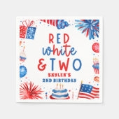 Rood Wit & Twee 4 juli 2 Verjaardagsfeest Servet (Voorkant)