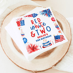 Rood Wit & Twee 4 juli 2 Verjaardagsfeest Servet