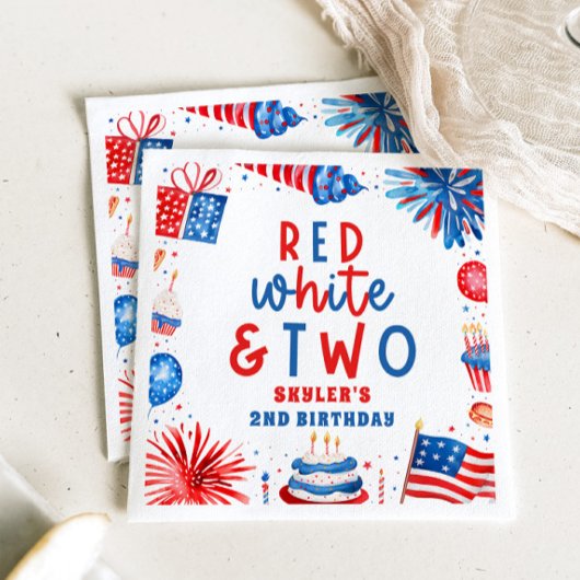 Rood Wit & Twee 4 juli 2 Verjaardagsfeest Servet