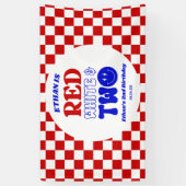 Rood Wit & Twee 4 juli 2 Verjaardagsfeest Spandoek (Verticaal)