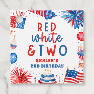 Rood, Wit & Twee 4 juli 2e verjaardagsfeestje Bedankjes Labels
