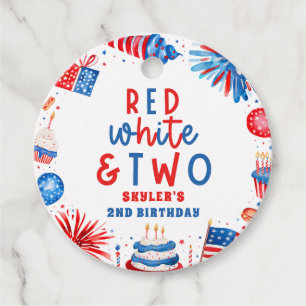 Rood, Wit & Twee 4 juli 2e verjaardagsfeestje Bedankjes Labels
