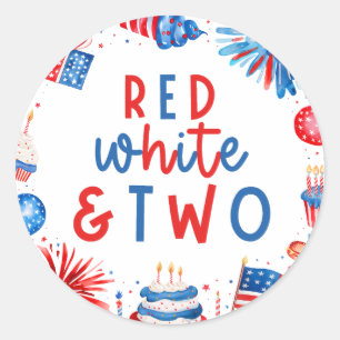 Rood, Wit & Twee 4 juli 2e verjaardagsfeestje Ronde Sticker