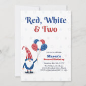 Rood, Wit & Twee 4 juli Kinder 2e verjaardag Kaart (Voorkant)