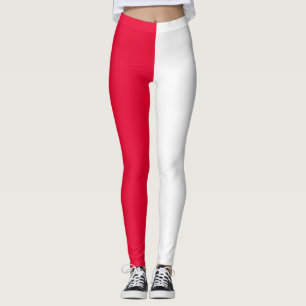 Rood wit tweekleurig splitsen half ontwerp leggings