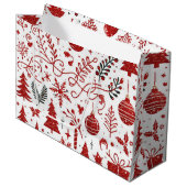 Rood Wit Vakantie Gift Bag Groot Cadeauzakje (Voorkant Gekanteld)