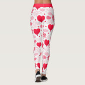 Rood & wit Valentijns boomvorm hartenpatroon Leggings (Achterkant)