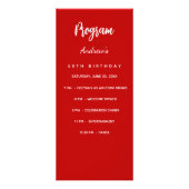 Rood wit verjaardagsprogramma dinerkaart reclamekaart (Voorkant)
