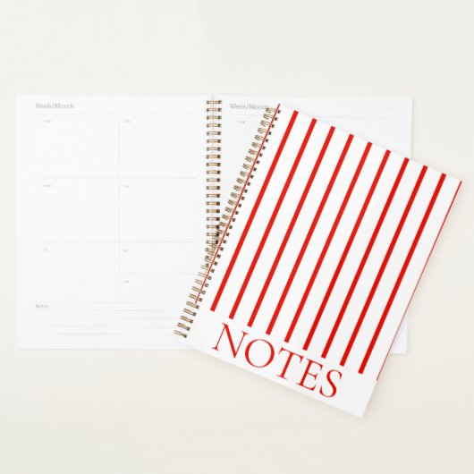 Rood & Wit Verticale Streep Moderne Minimalist Planner (Display)