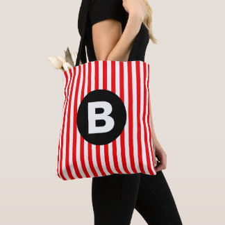 Rood Wit Verticale Strepen Zwart Monogram Draagtas