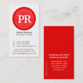 Rood/wit visitekaartje met glazen cirkel (Voorkant / Achterkant)