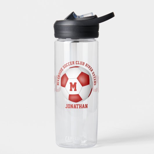 Rood Wit Voetbal Team Kleuren kinder tiener Custom Waterfles (Links)