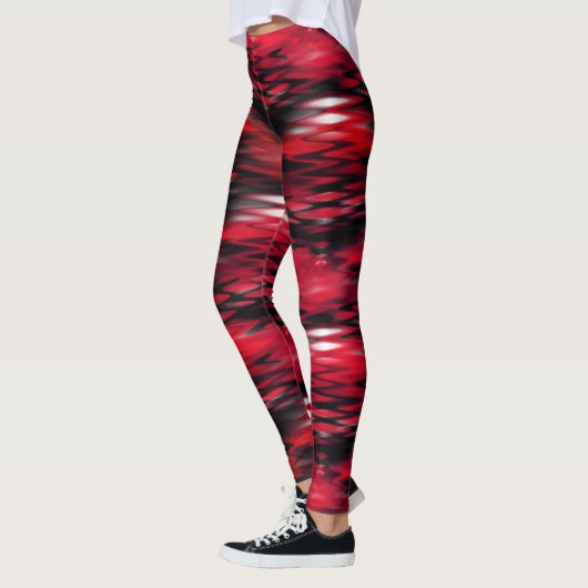 Rood, wit vormend, abstract zigzag leggings (Links)
