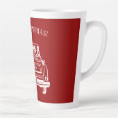  rood wit vrachtwagen vrolijke kerstnaam latte mok (Rechts)