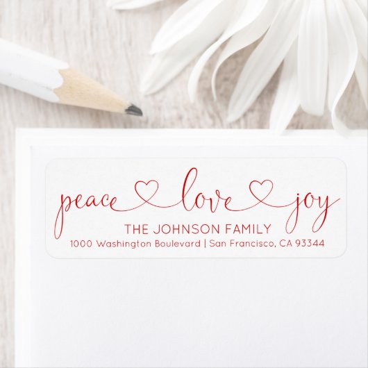 Rood Wit Vrede Liefde Vreugde Kerstmis Vakantie Etiket (Insitu)