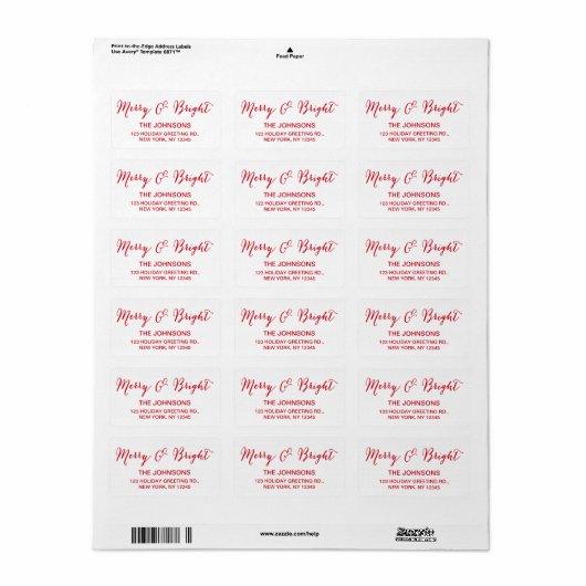 Rood Wit Vrolijk en Helder Script Vakantie Etiket (Full Sheet)
