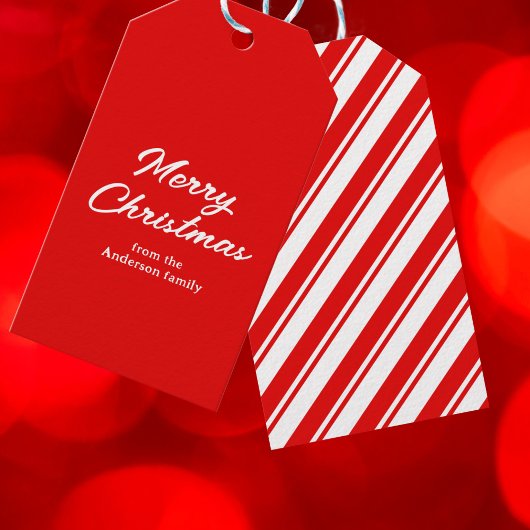 Rood Wit Vrolijk Kerstmis Aangepaste Naam Cadeaulabel