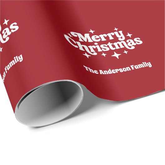 Rood wit Vrolijk Kerstplezier Cadeaupapier (Rol Hoek)