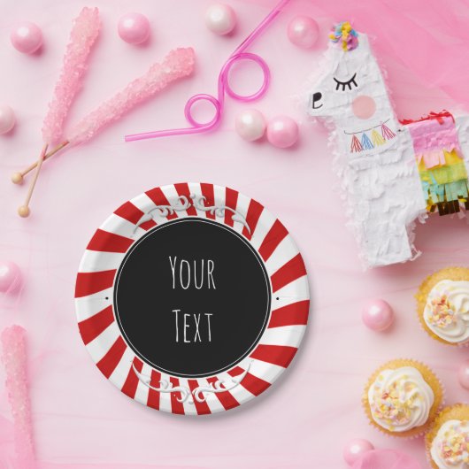 Rood & Wit Whimsical Fun Stripes Party Papieren Bordje (Feest)