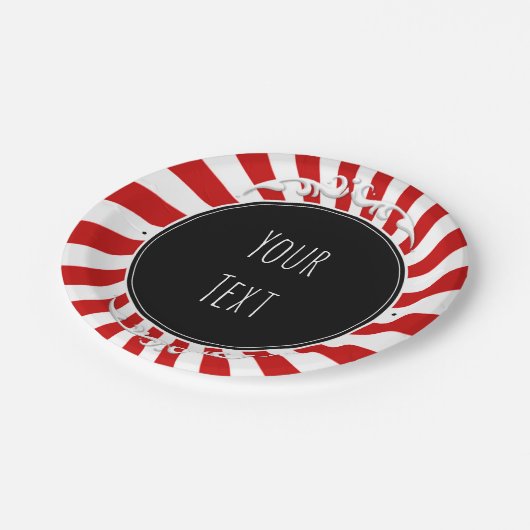 Rood & Wit Whimsical Fun Stripes Party Papieren Bordje (Gekanteld)