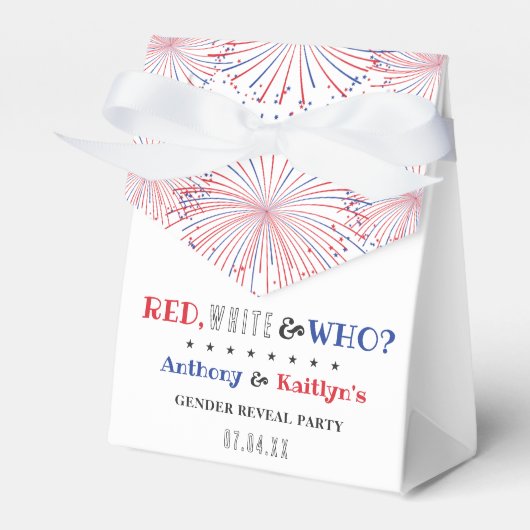 Rood, Wit & Wie? 4 juli Geslacht onthullen Partij Bedankdoosjes (Voorkant Zijde)