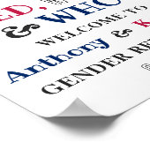 Rood, Wit & Wie? 4 juli Geslacht onthullen Partij Poster (Hoek)