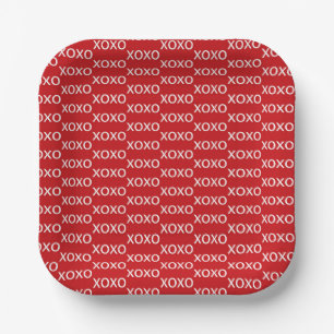Rood & Wit xoxo Valentijnsfeest Papieren Bordje